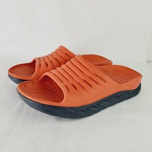 Hoka One One Ora Recovery Slide Size 13 Fiesta Reddish Orange Ombré Blue Sandals